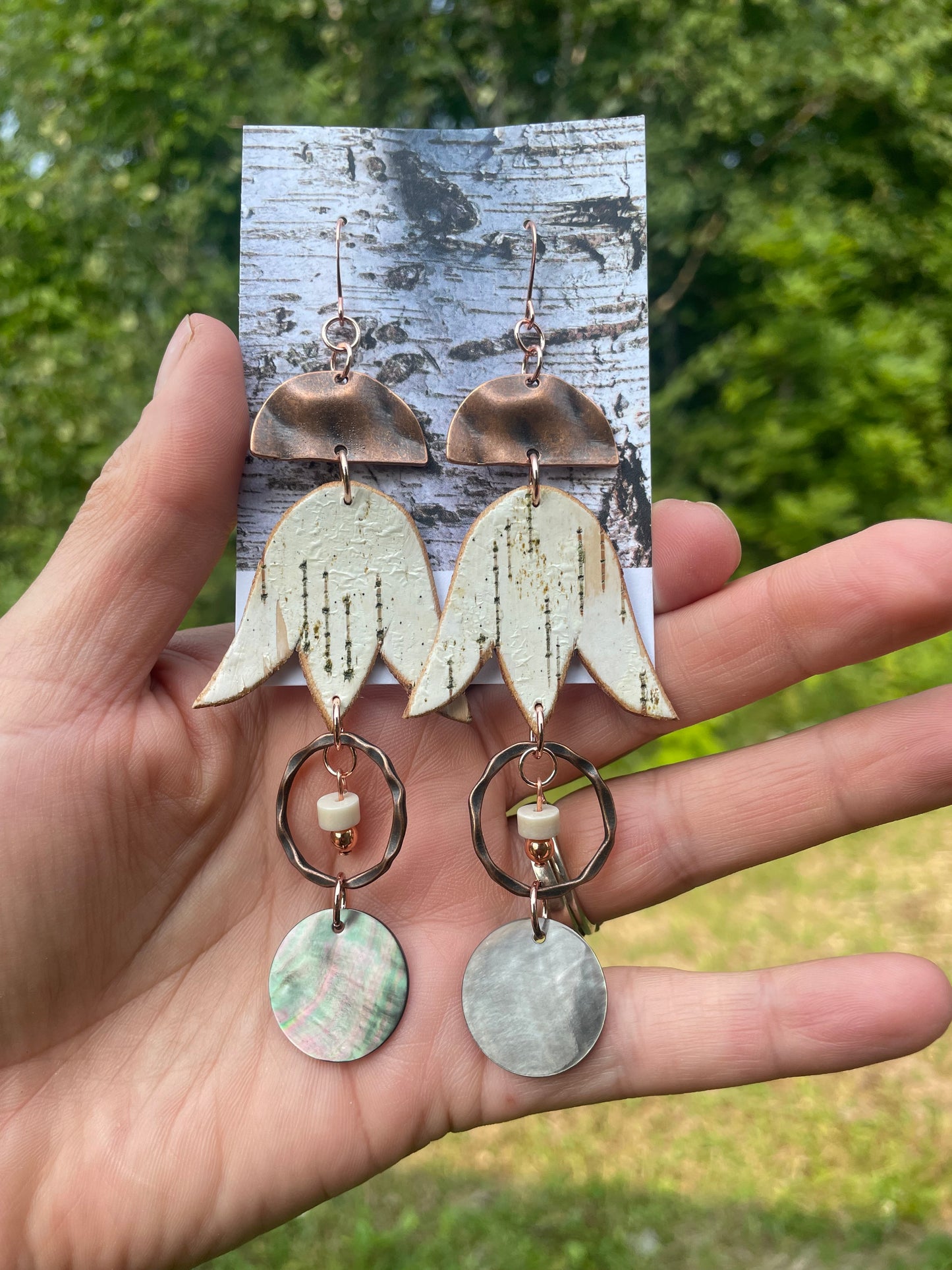 Woodland Florals with Mother of Pearl, Fossil Jasper, and Copper