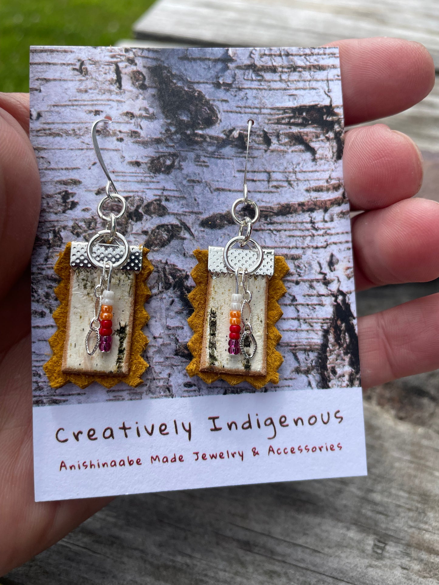 Birchbark, Buckskin & Beads Earrings