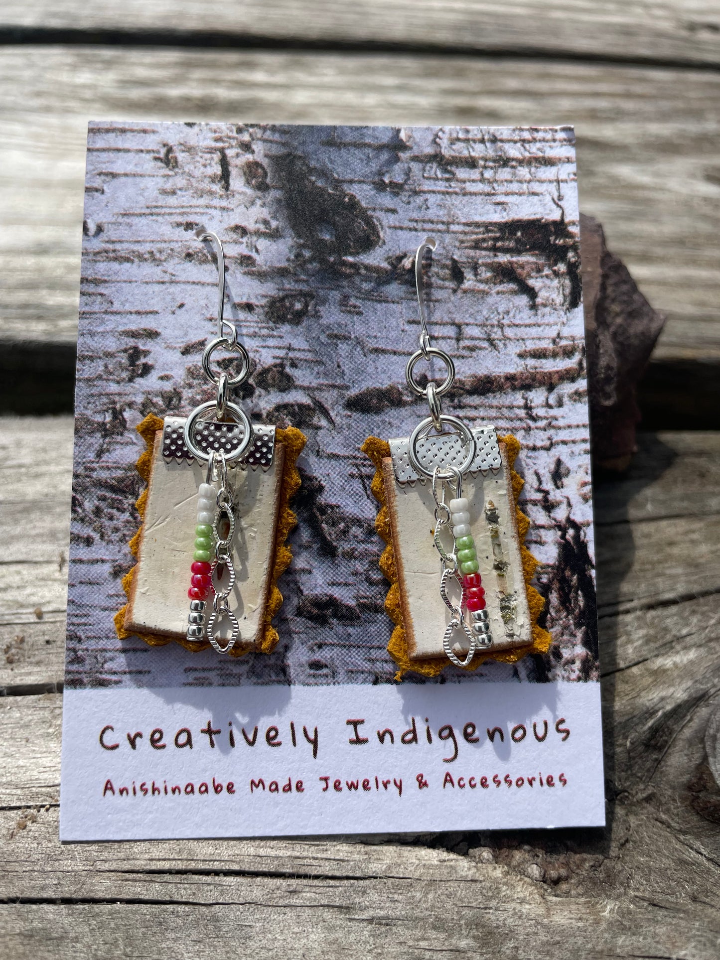 Birchbark, Buckskin & Beads Earrings