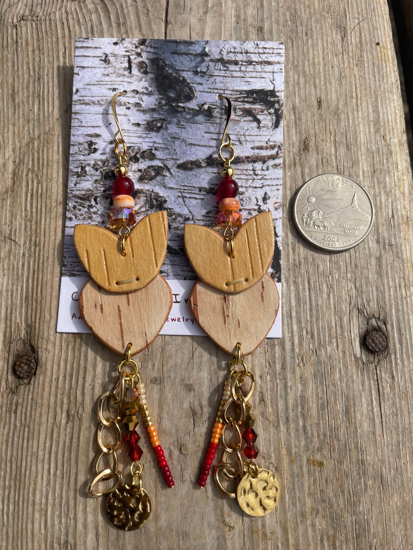Birchbarkberry Earrings with Lions Paw Shell