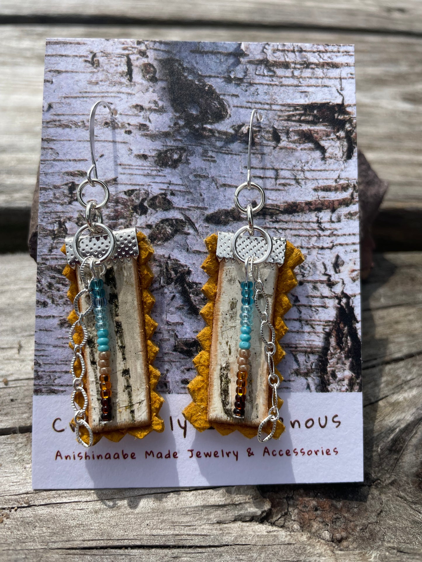 Birchbark, Buckskin & Beads Earrings