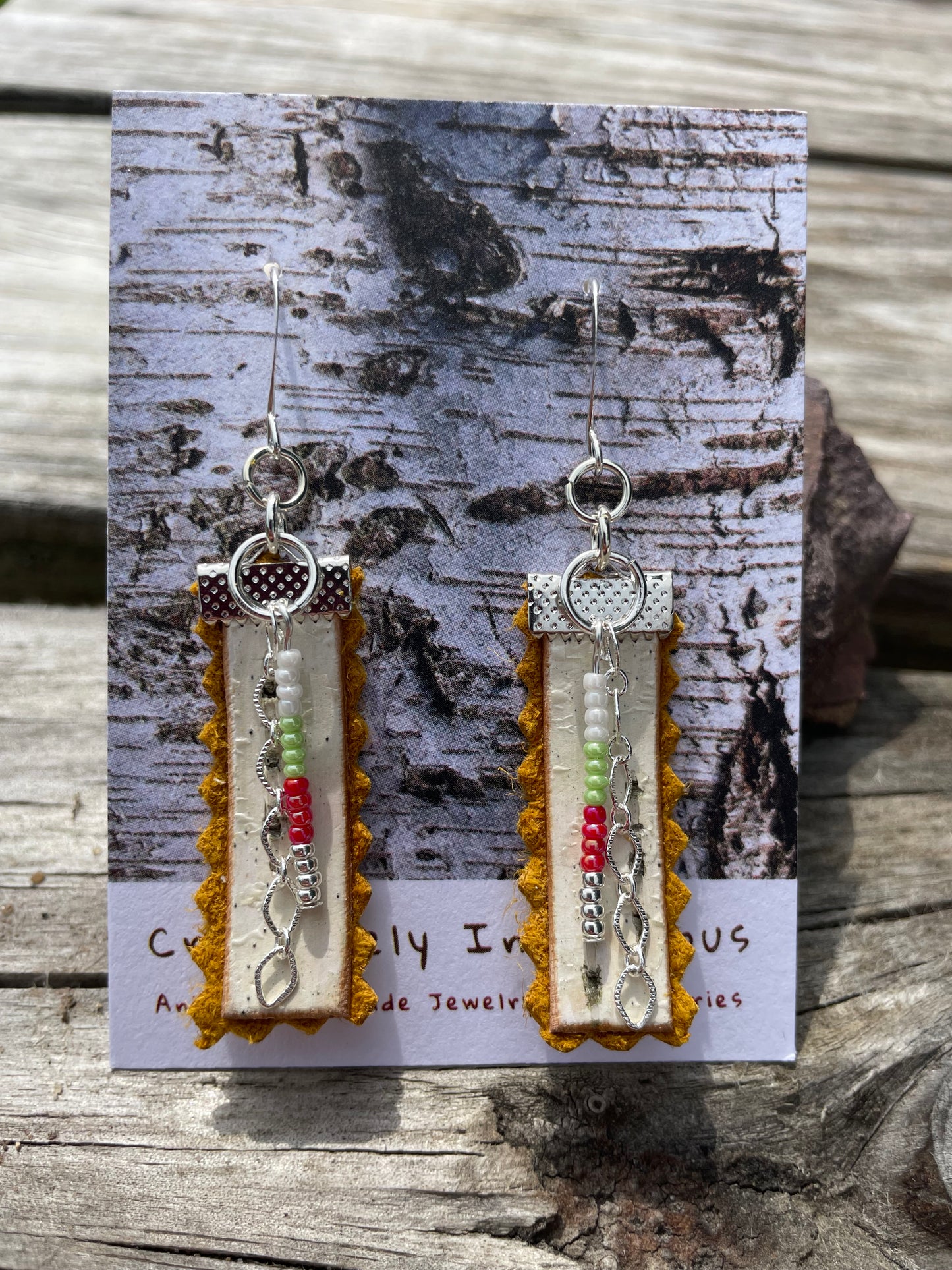 Birchbark, Buckskin & Beads Earrings