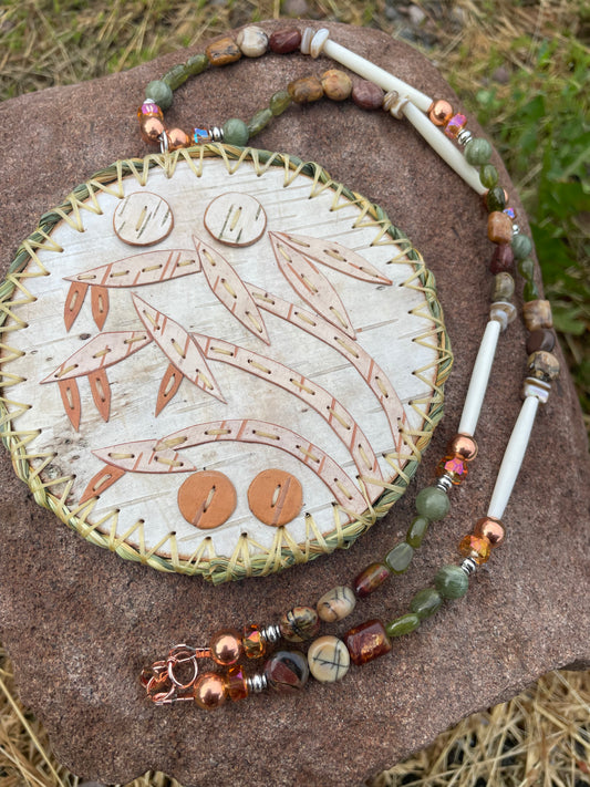 Manoomin Wild Rice and Sweet Grass Birchbark Medallion