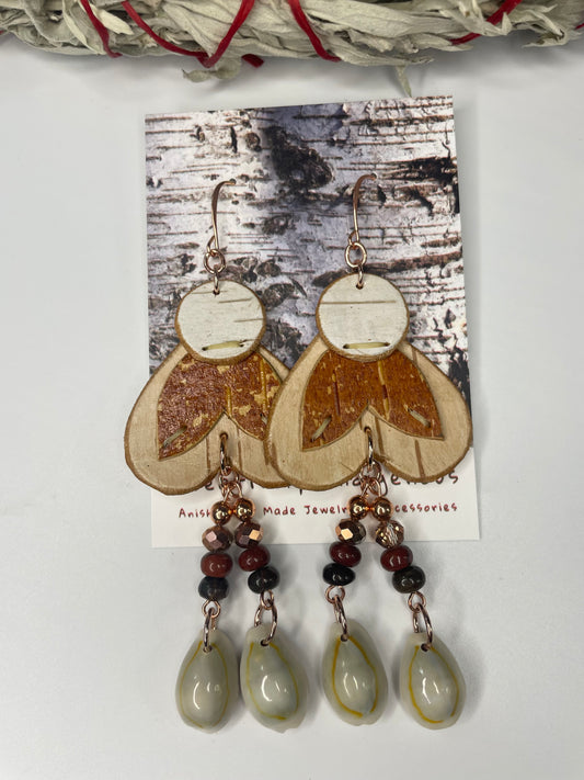Mino-de'e “Good Hearted”Birchbark Earrings with Red Creek Jasper
