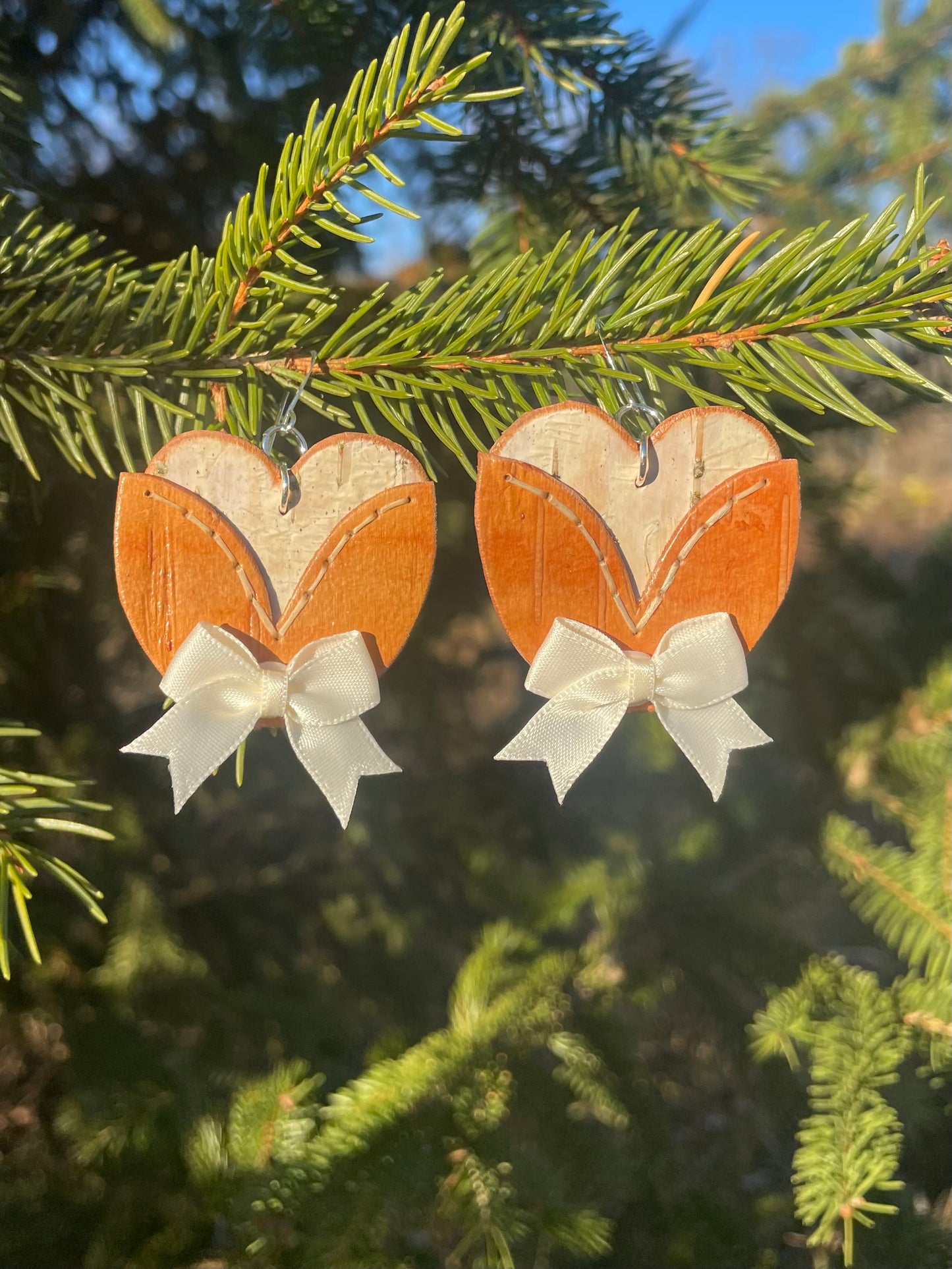 Indigenous Blooms and Bows Birchbark Earrings