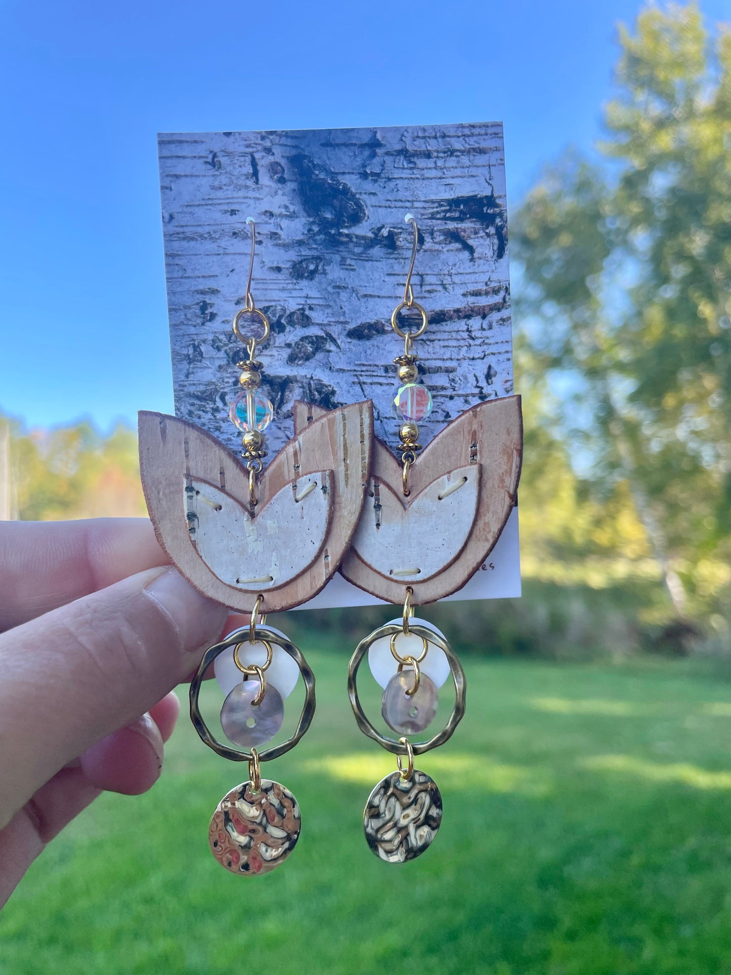 Birchbark Layered Floral Earrings