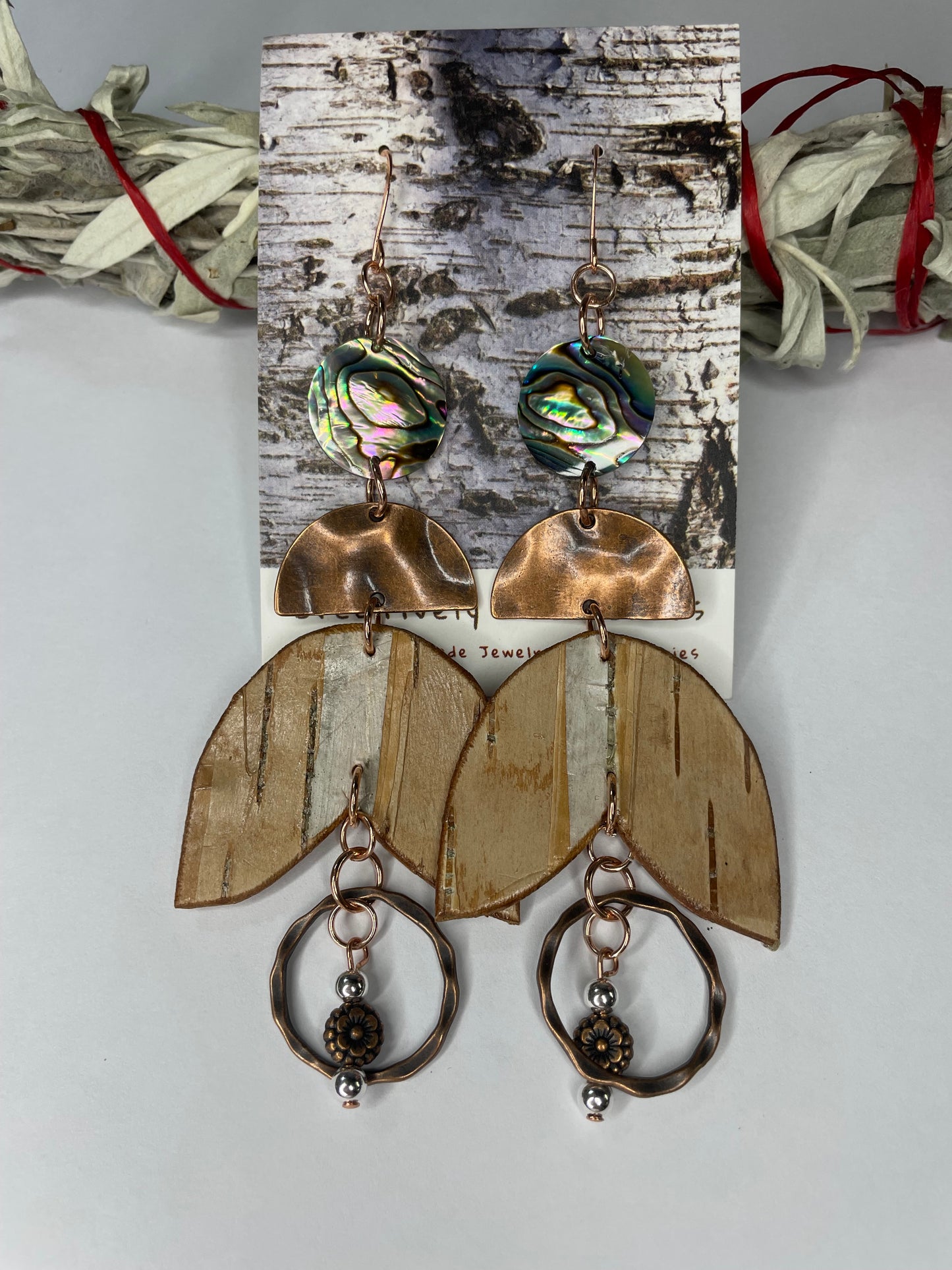 Birchbark and Abalone Earrings