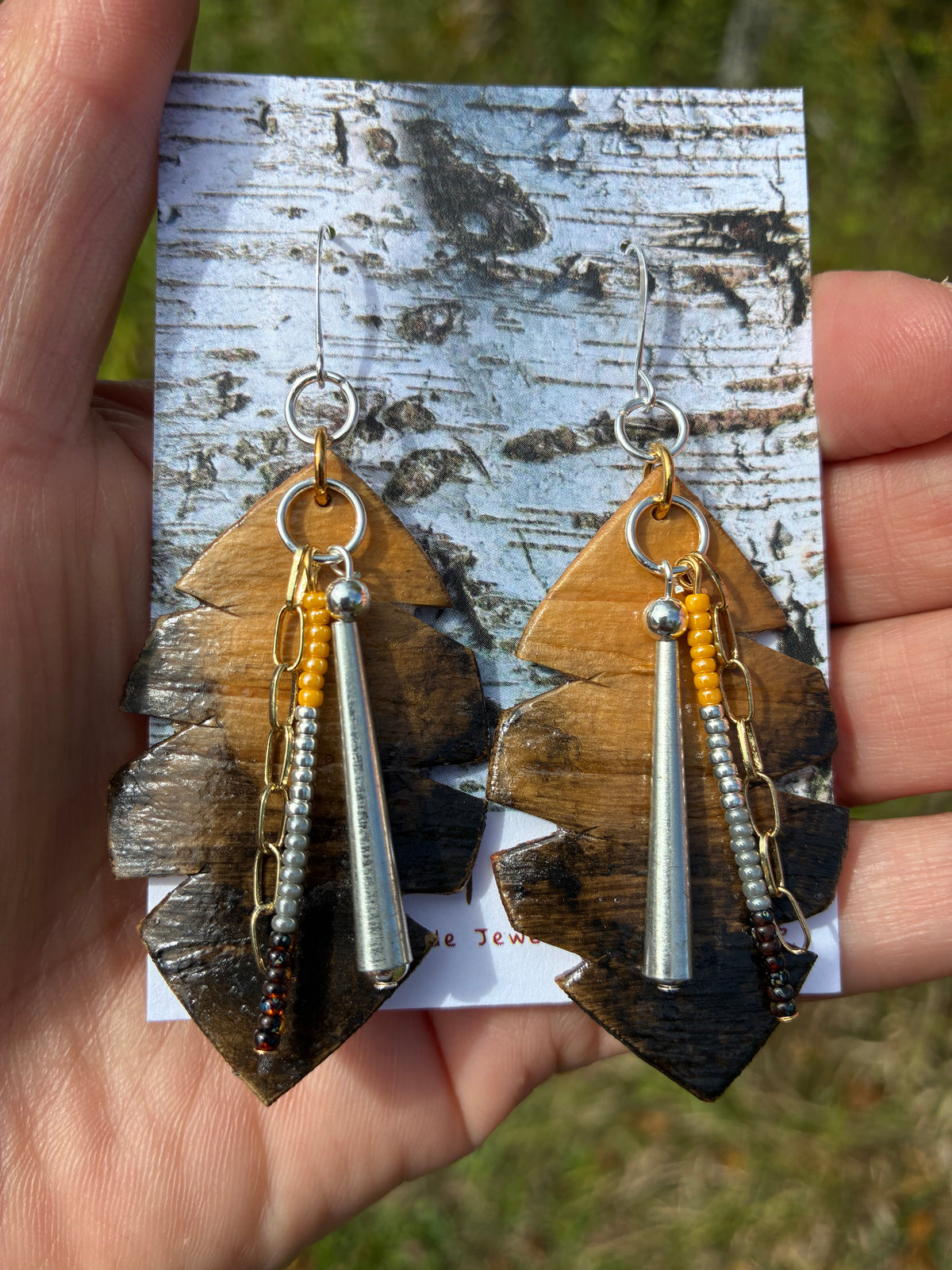 Wiigwaas Birchbark, Watercolor, and Jingle Earrings