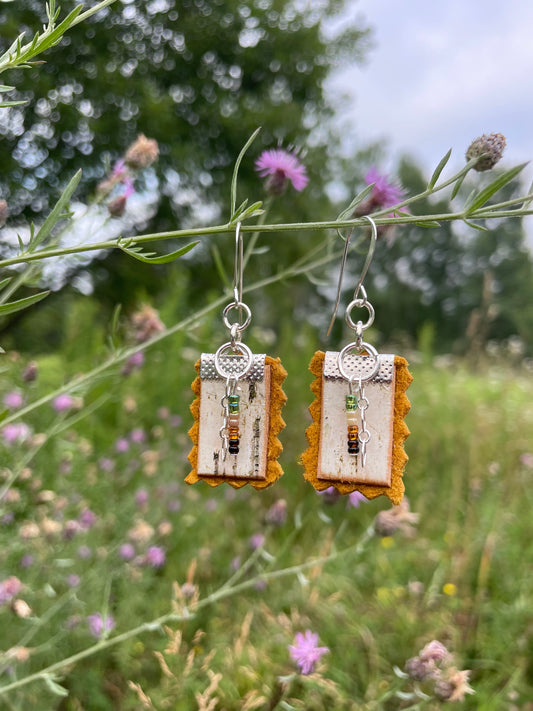 Birchbark, Buckskin & Beads Earrings