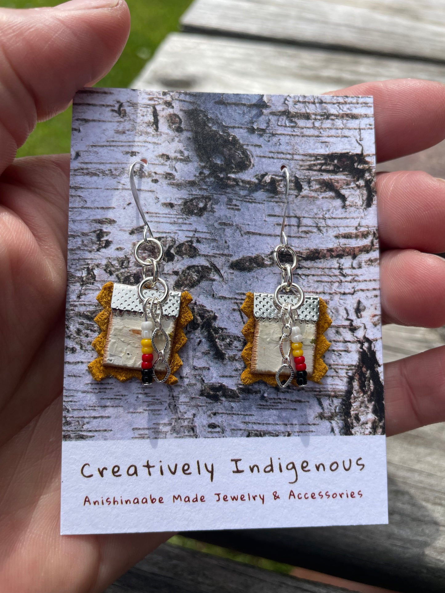 Birchbark, Buckskin & Beads Earrings