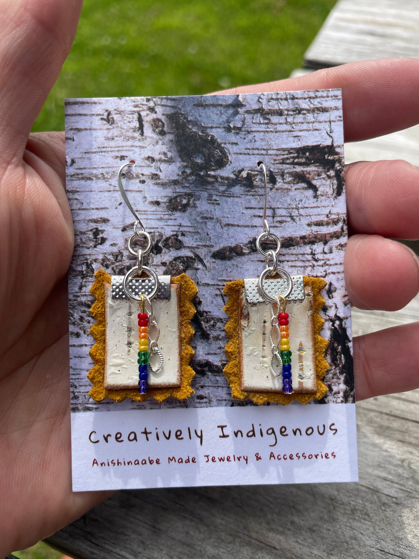 Birchbark, Buckskin & Beads Earrings