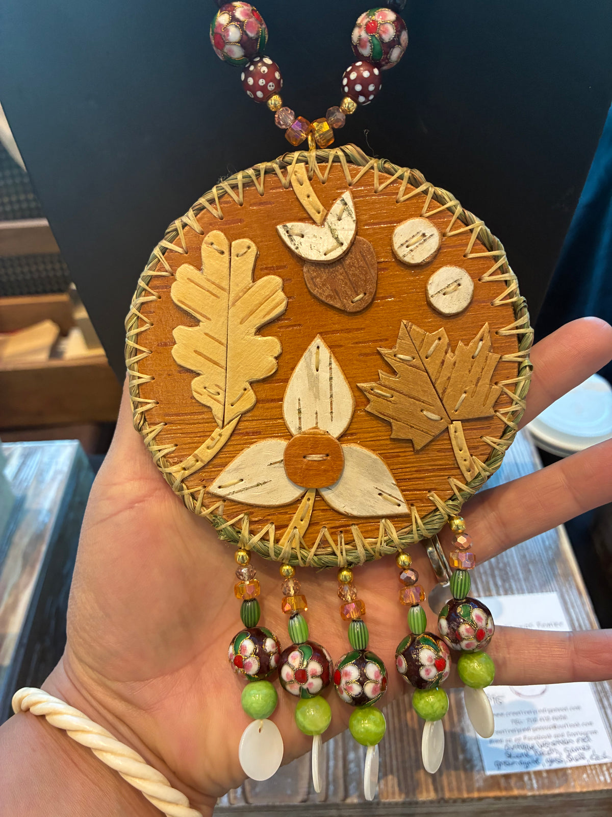 Woodland Floral and Sweet Grass Birchbark Medallion