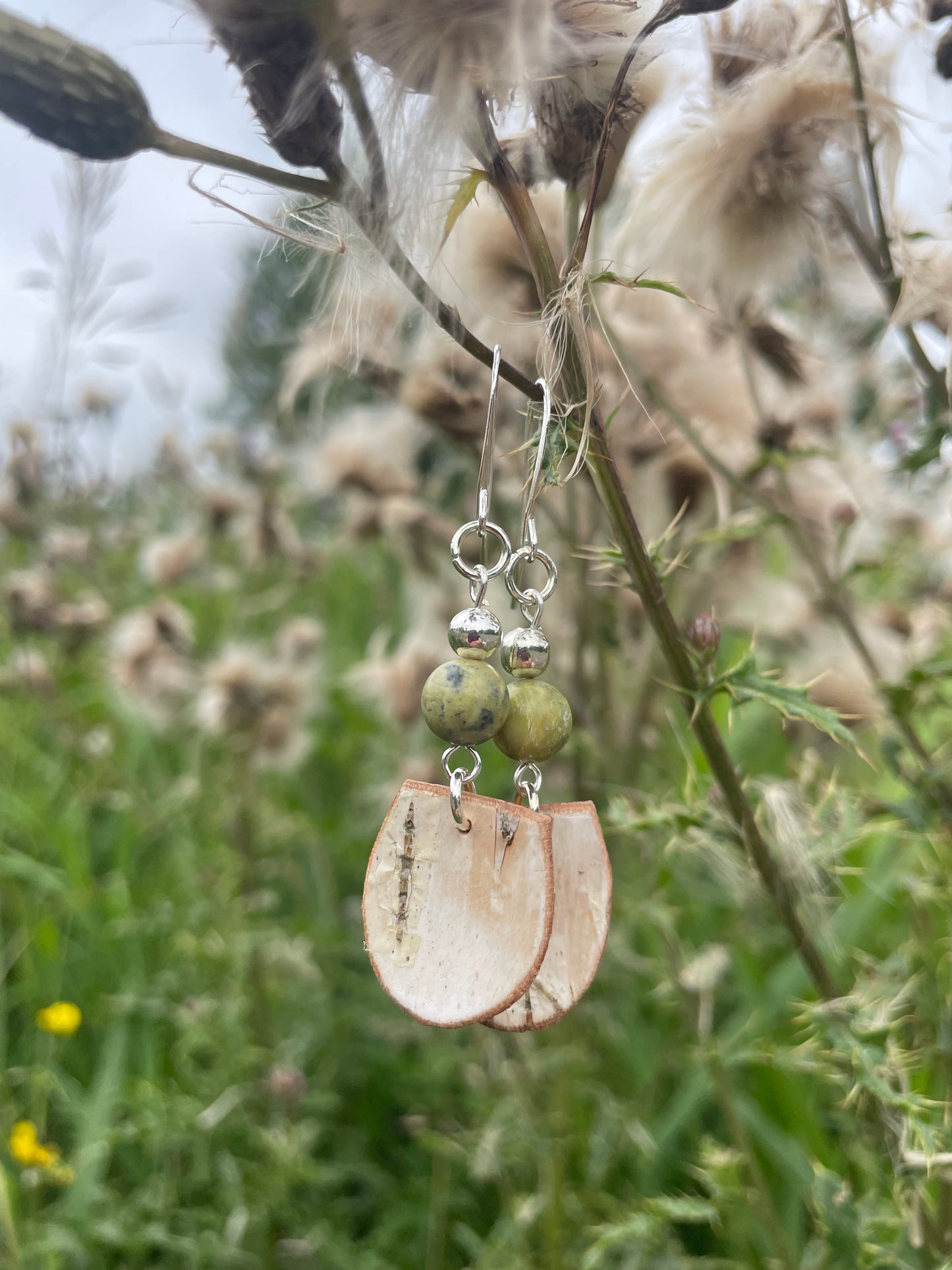 Birchbark and Stones Earrings