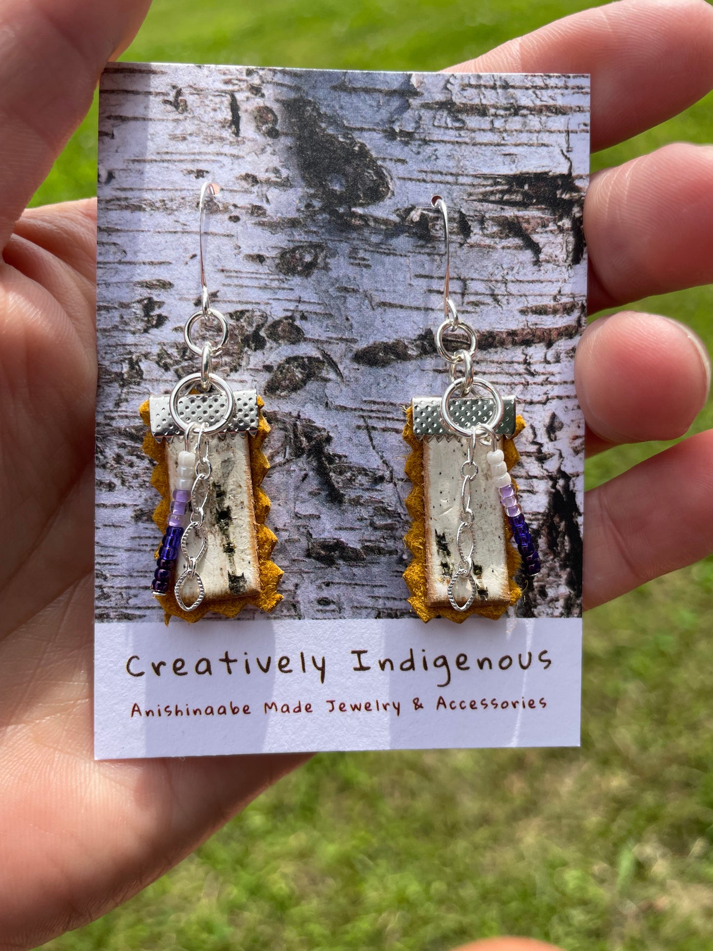 Birchbark, Buckskin & Beads Earrings