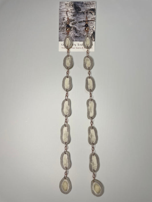 11 inch Waawaashkeshi-Bimikawaan Earrings with Copper and Garnet