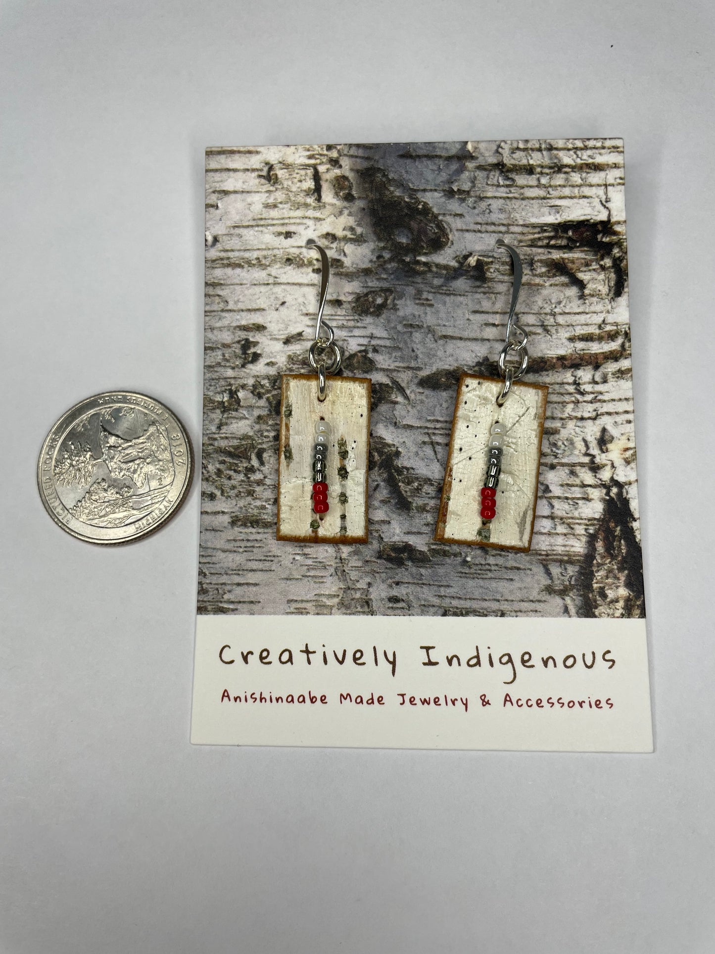 Birchbark and Seed Bead Earrings