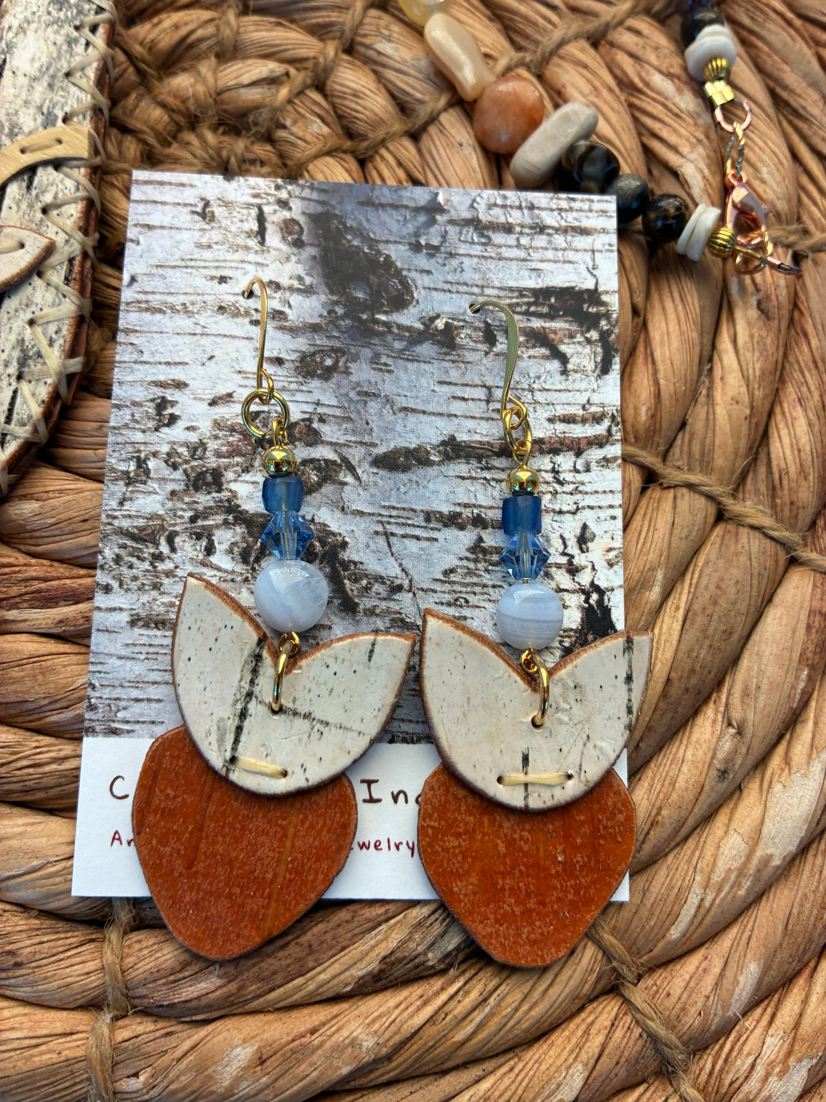Woodland Floral Birchbark Medallion and Earring Set