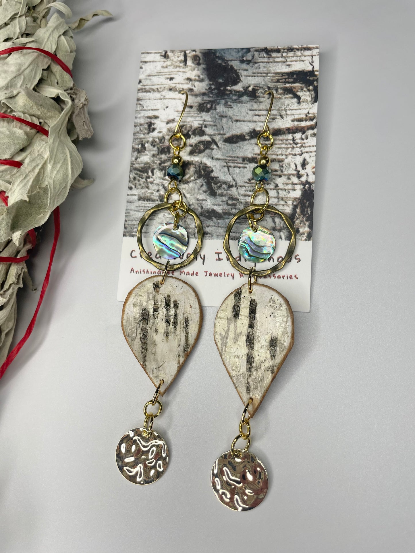 Birchbark Earrings with Abalone