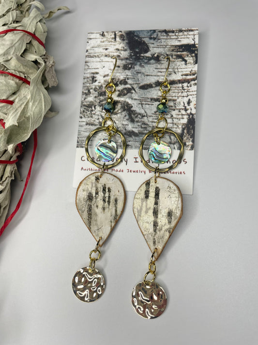 Birchbark Earrings with Abalone