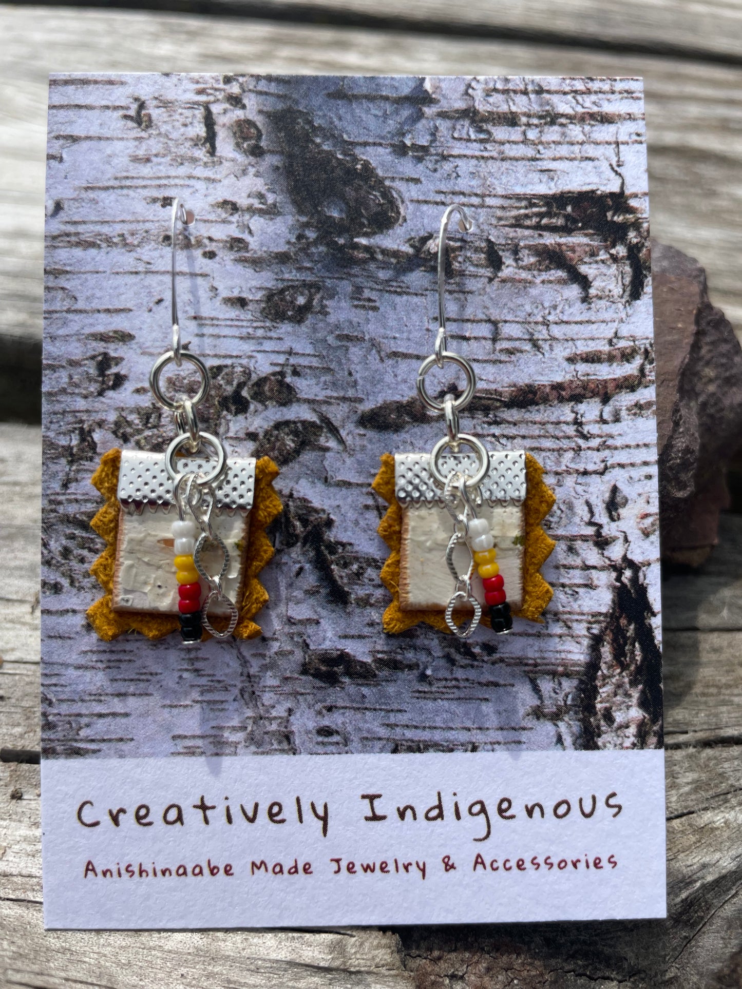 Birchbark, Buckskin & Beads Earrings