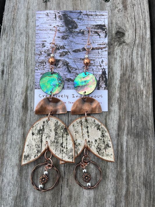 Birchbark and Abalone Earrings