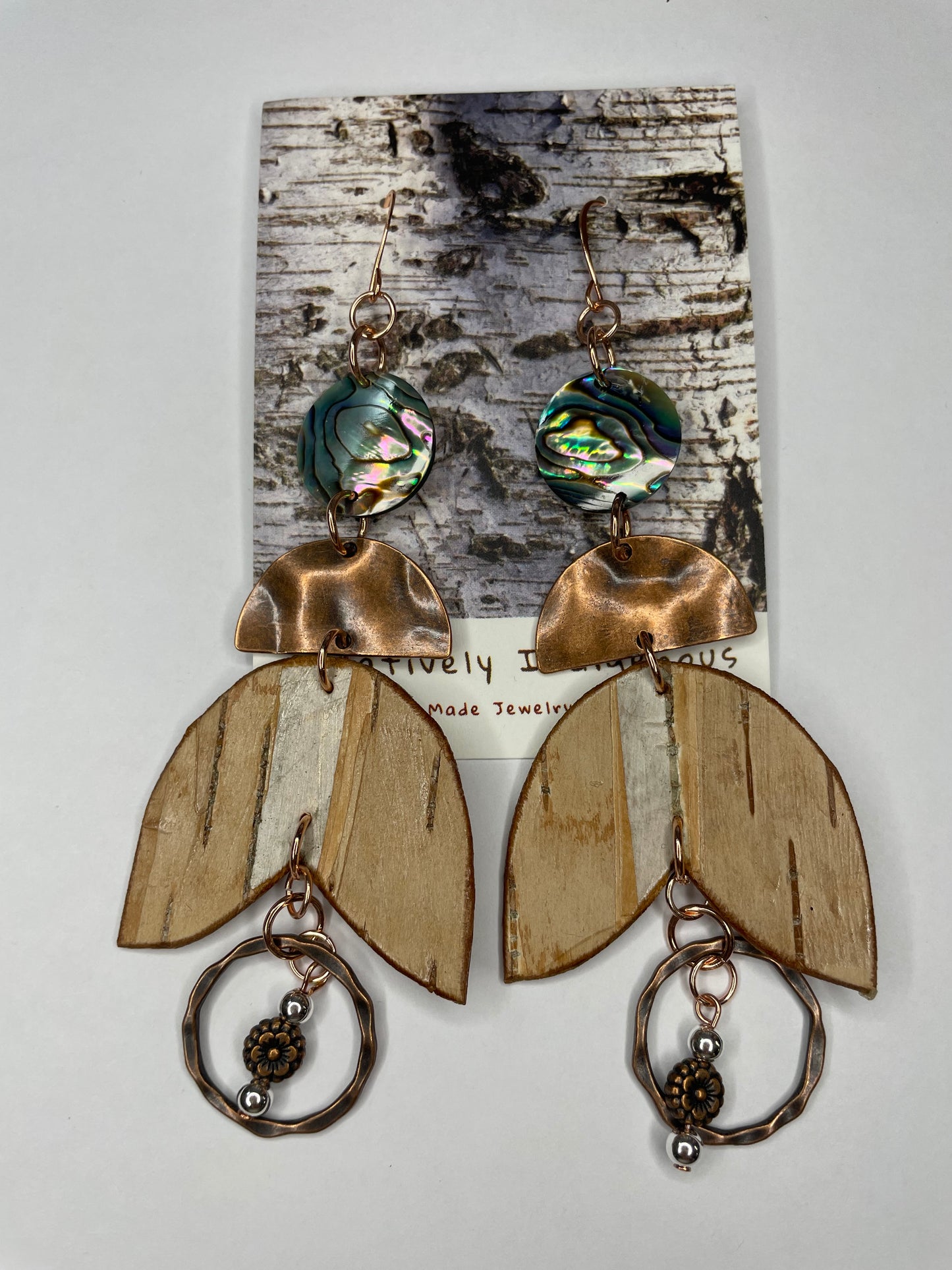 Birchbark and Abalone Earrings
