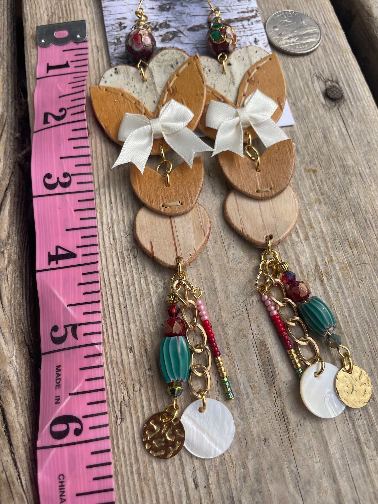Birchbark Woodland Floral Stacked Earrings