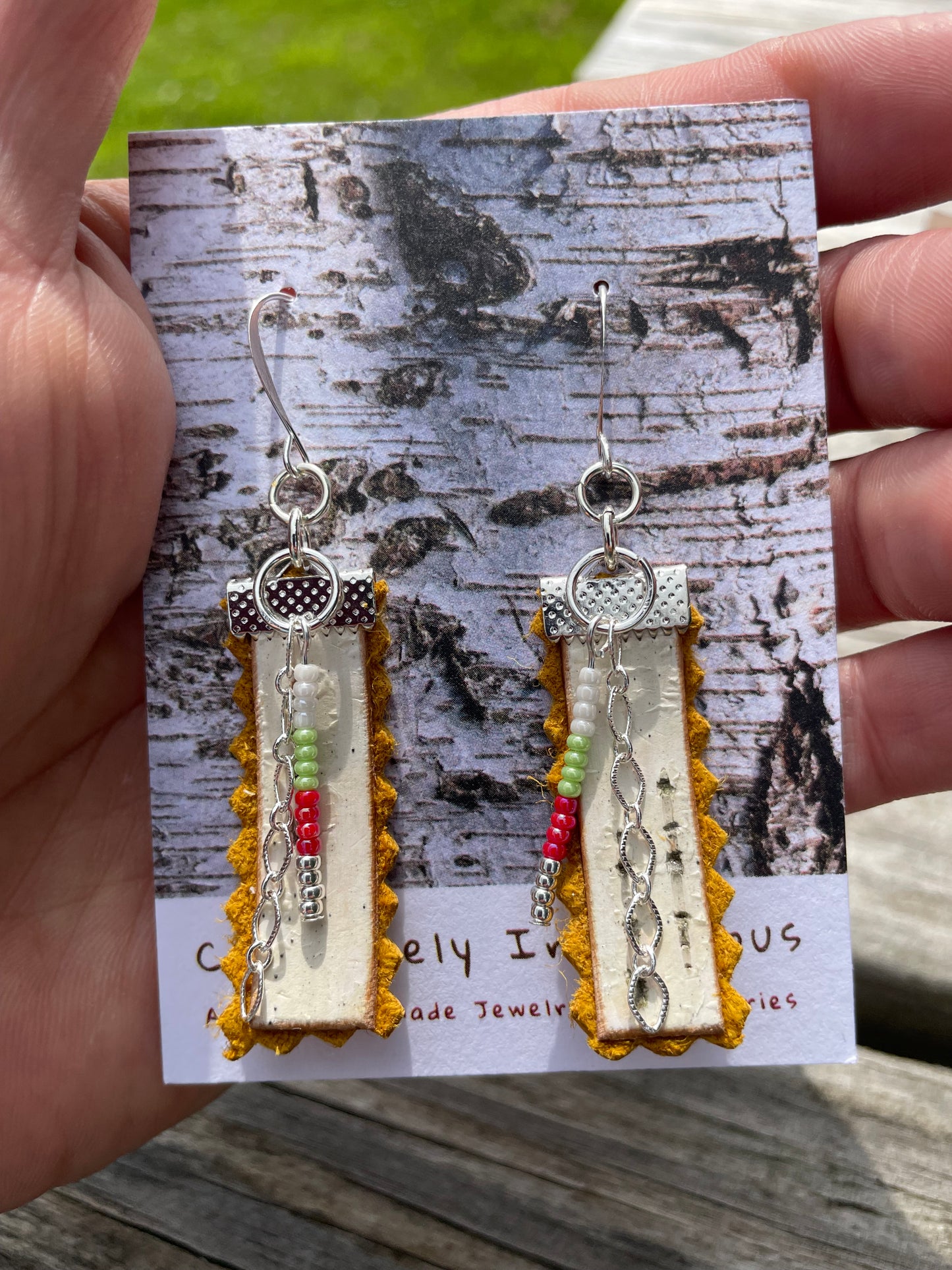 Birchbark, Buckskin & Beads Earrings