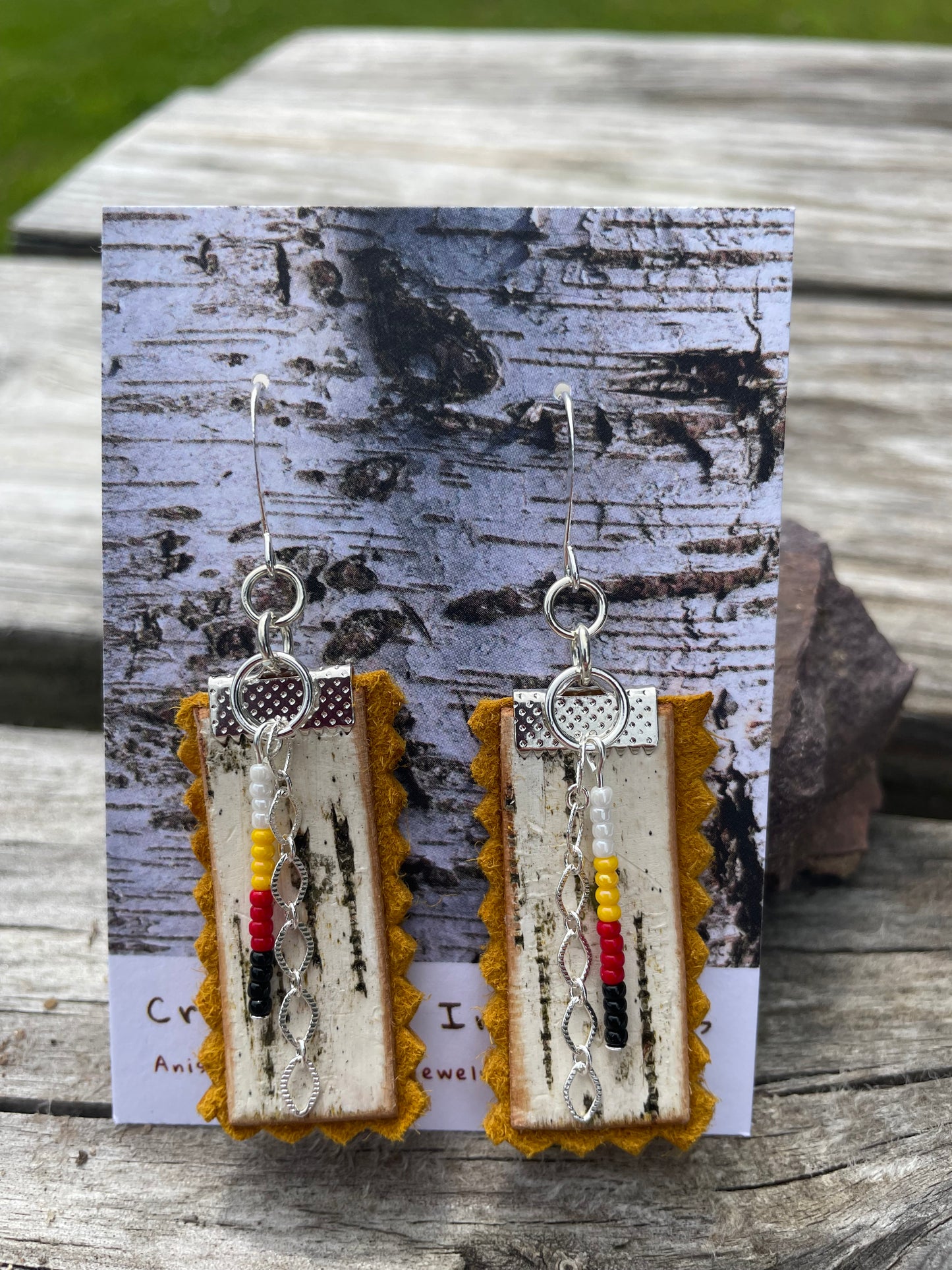 Birchbark, Buckskin & Beads Earrings