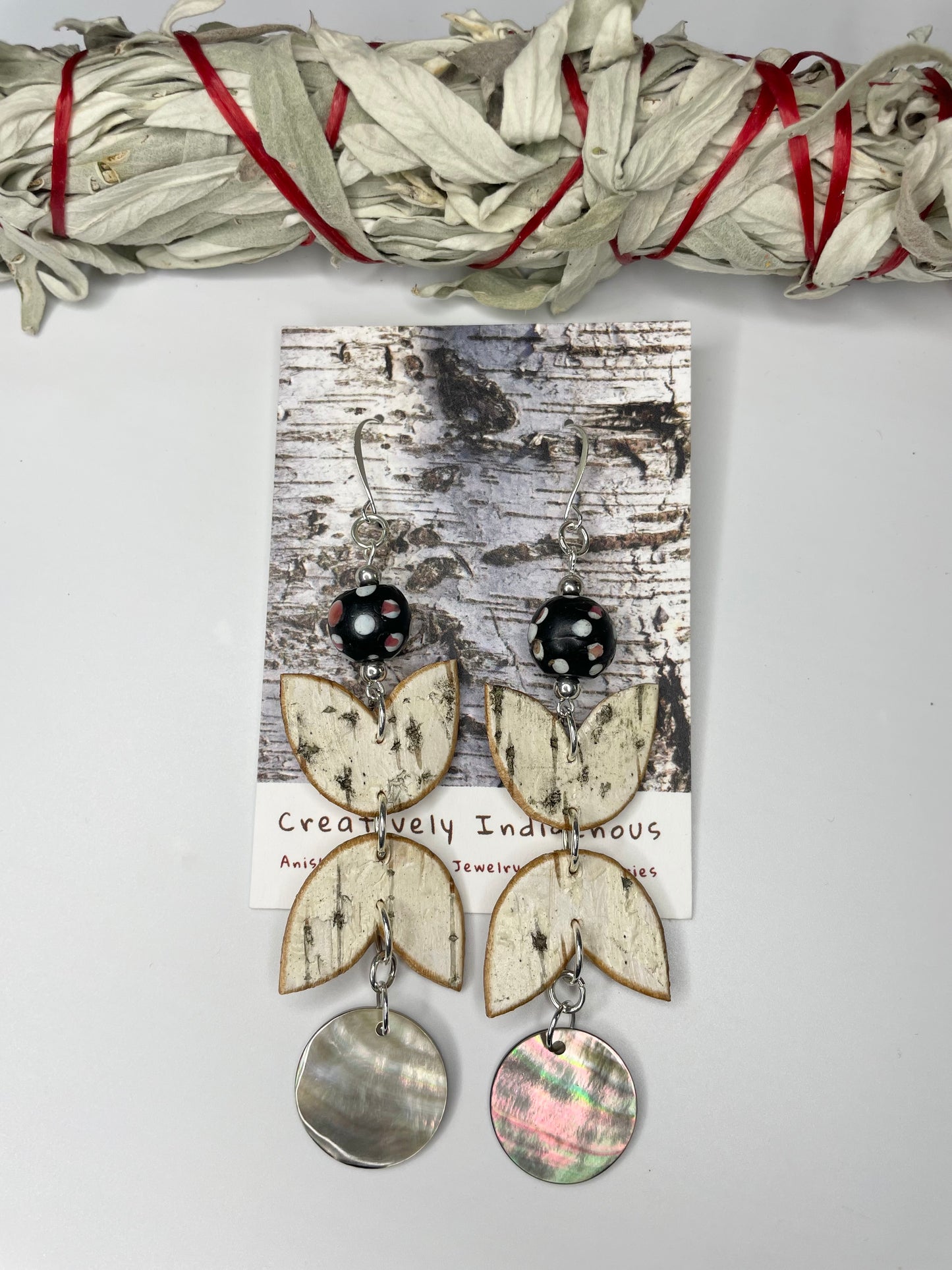 Floral Woodland Petals Birchbark Earrings