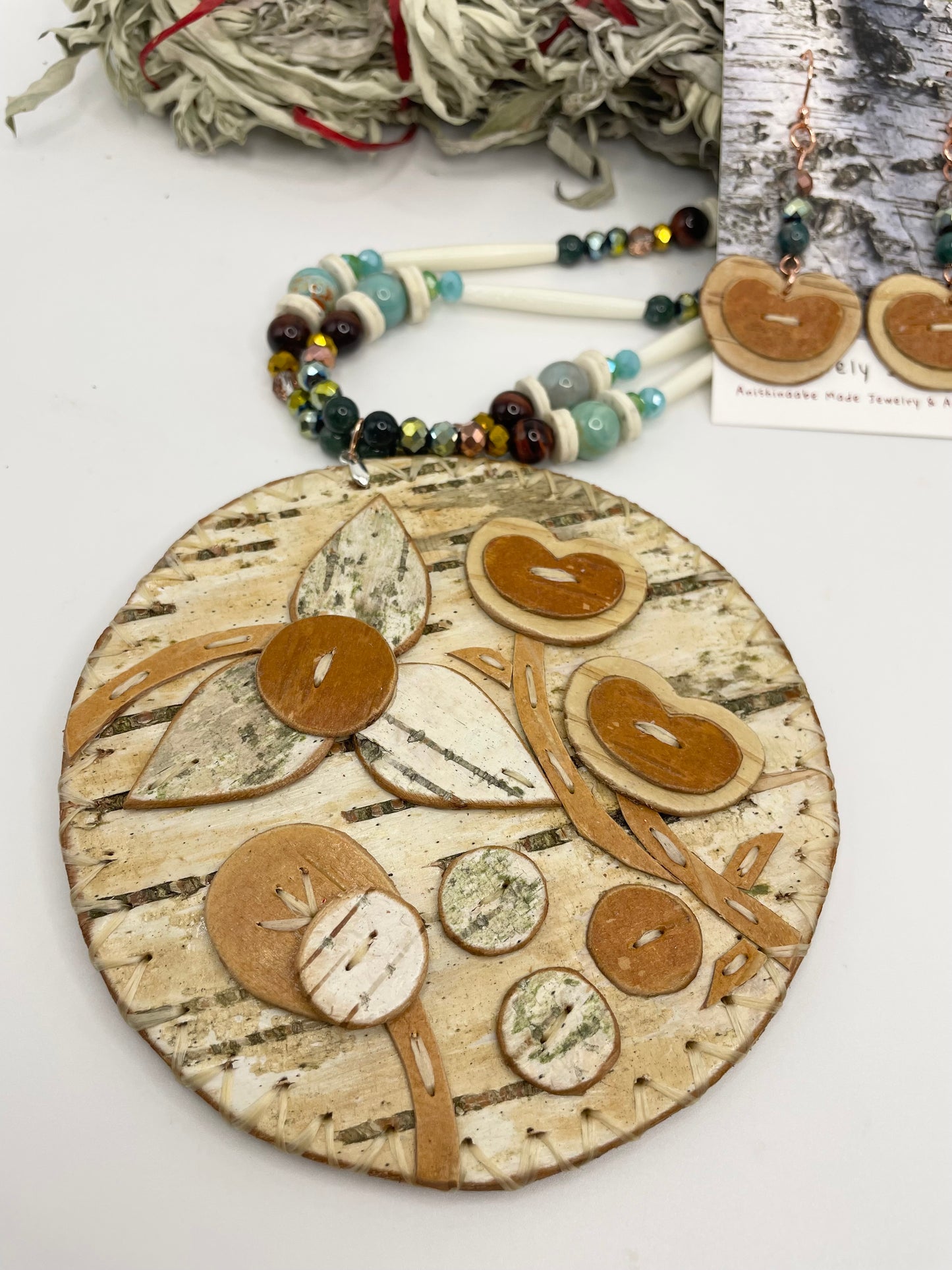 Birchbark Medallion Set with Tiger’s Eye and Agate