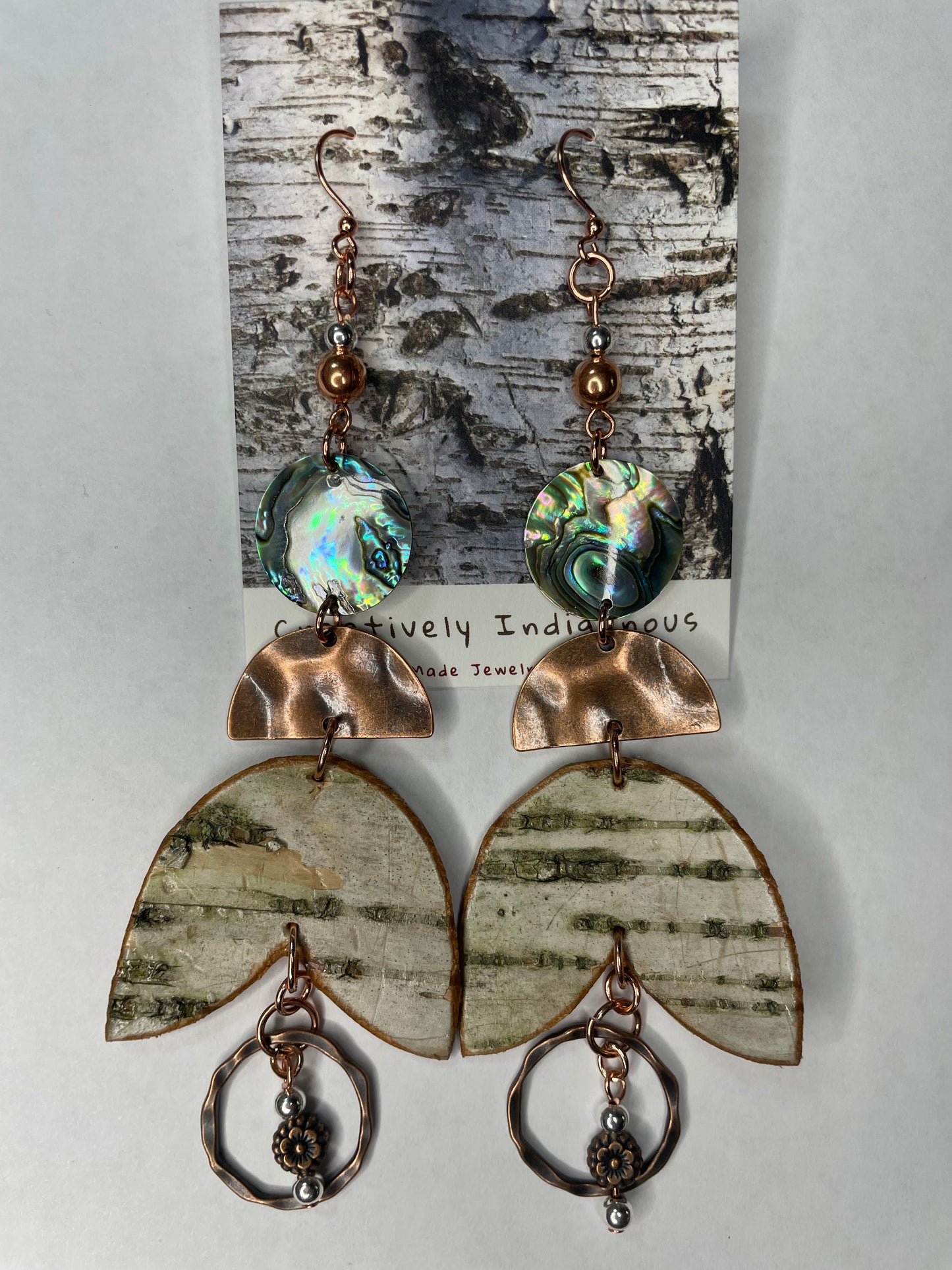 Birchbark Earrings with Abalone