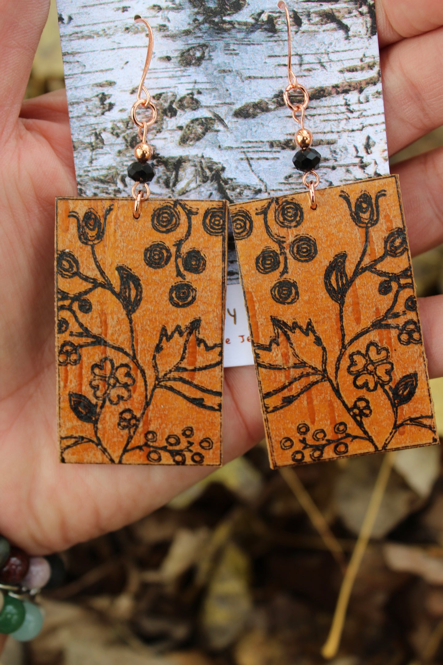 Woodland Florals Birchbark Earrings