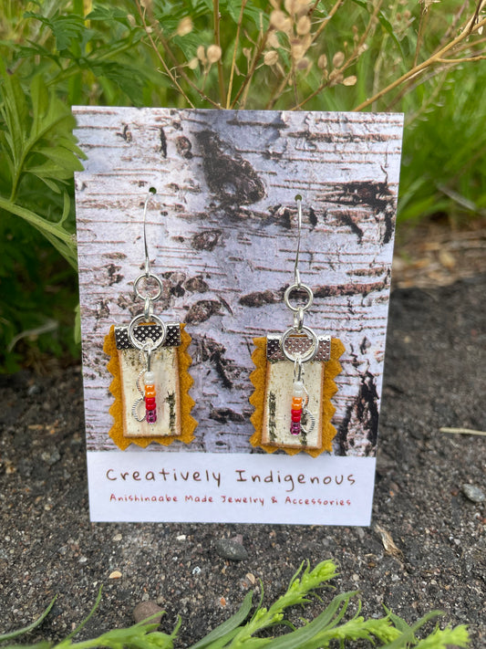 Birchbark, Buckskin & Beads Earrings