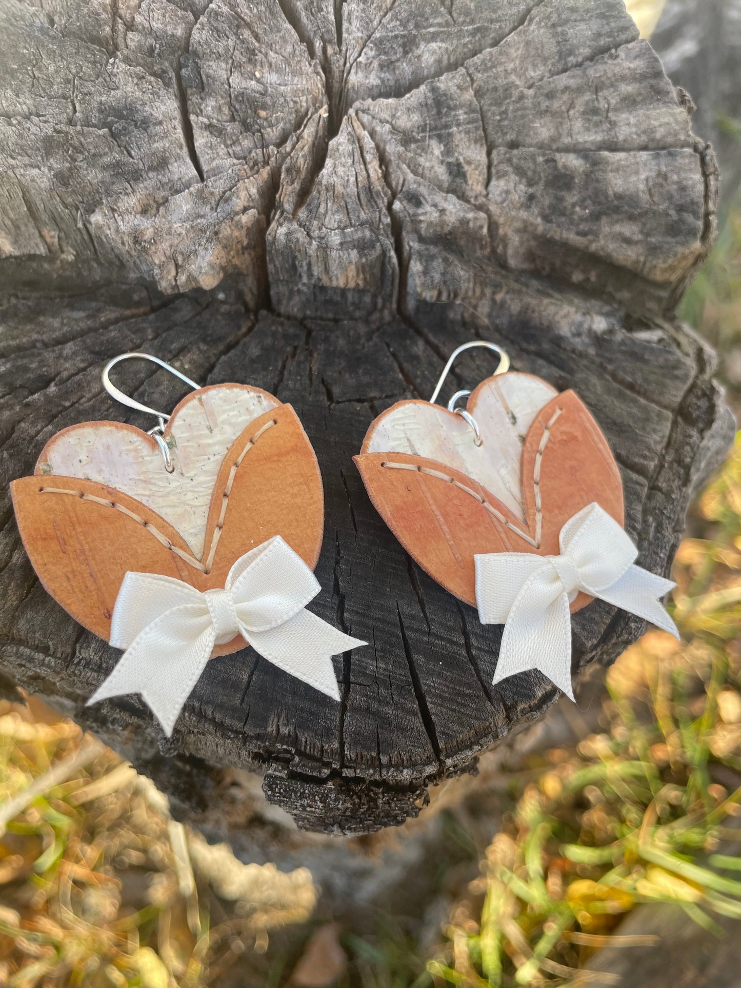 Indigenous Blooms and Bows Birchbark Earrings