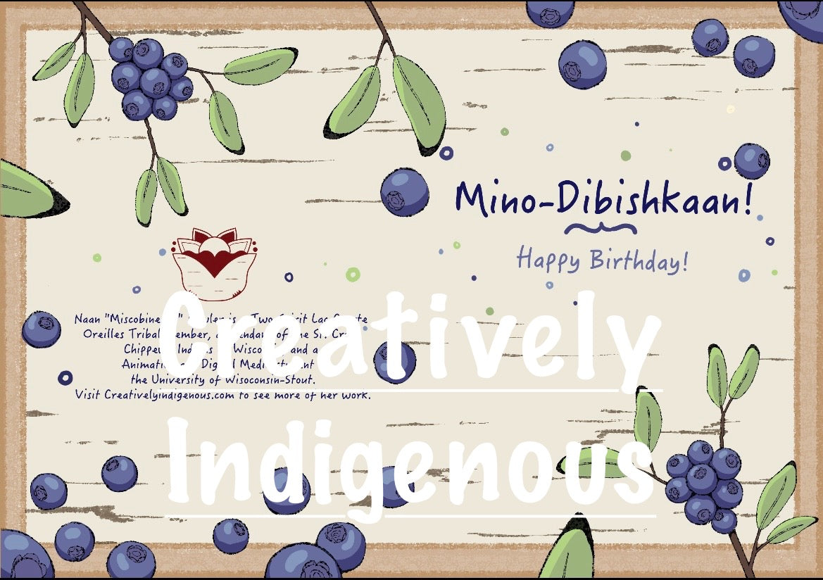 Blueberry Mino Dibishkaan “Happy Birthday” Greeting Card
