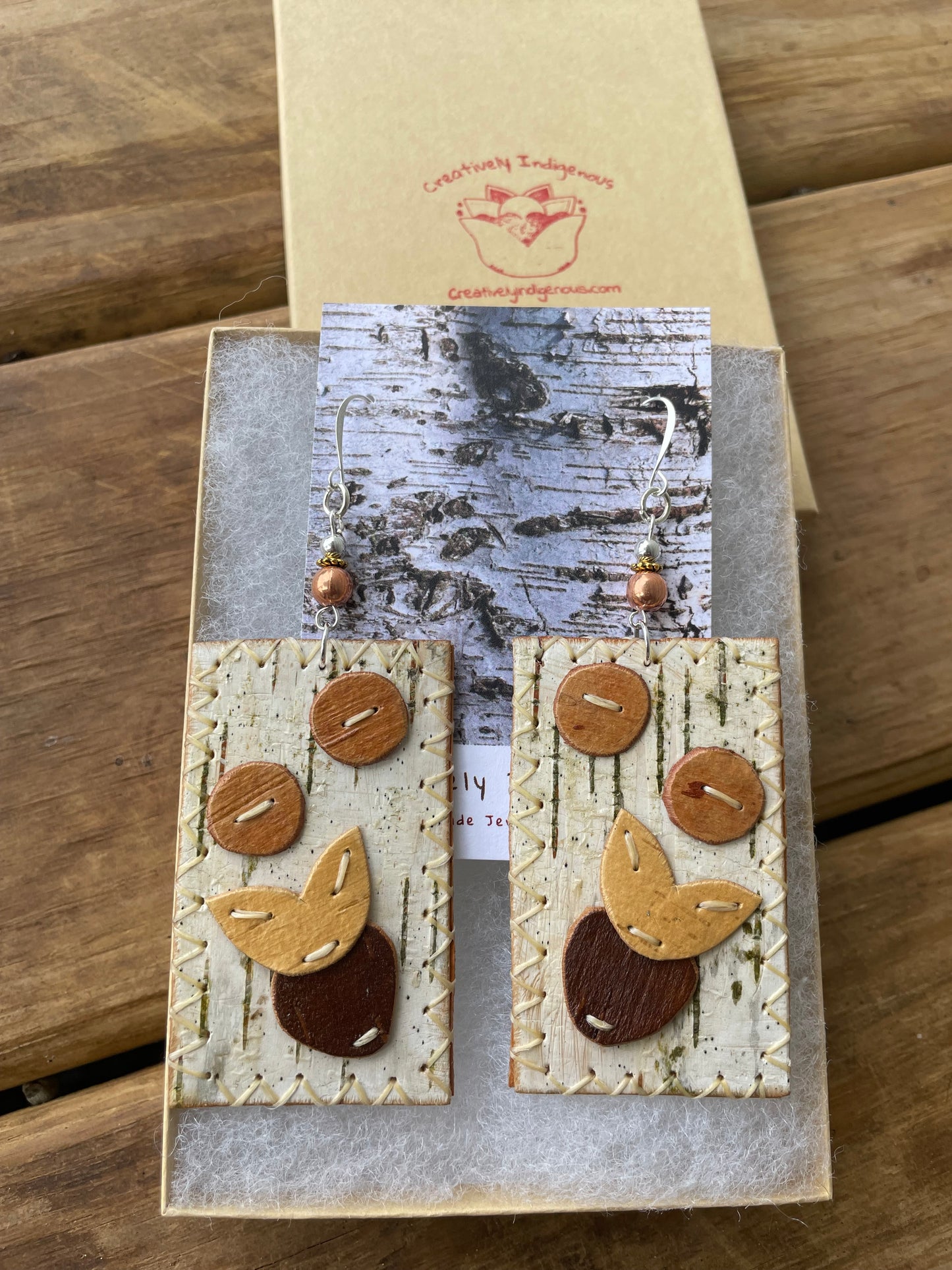 Birchbarkberry Appliqué Floral Earrings