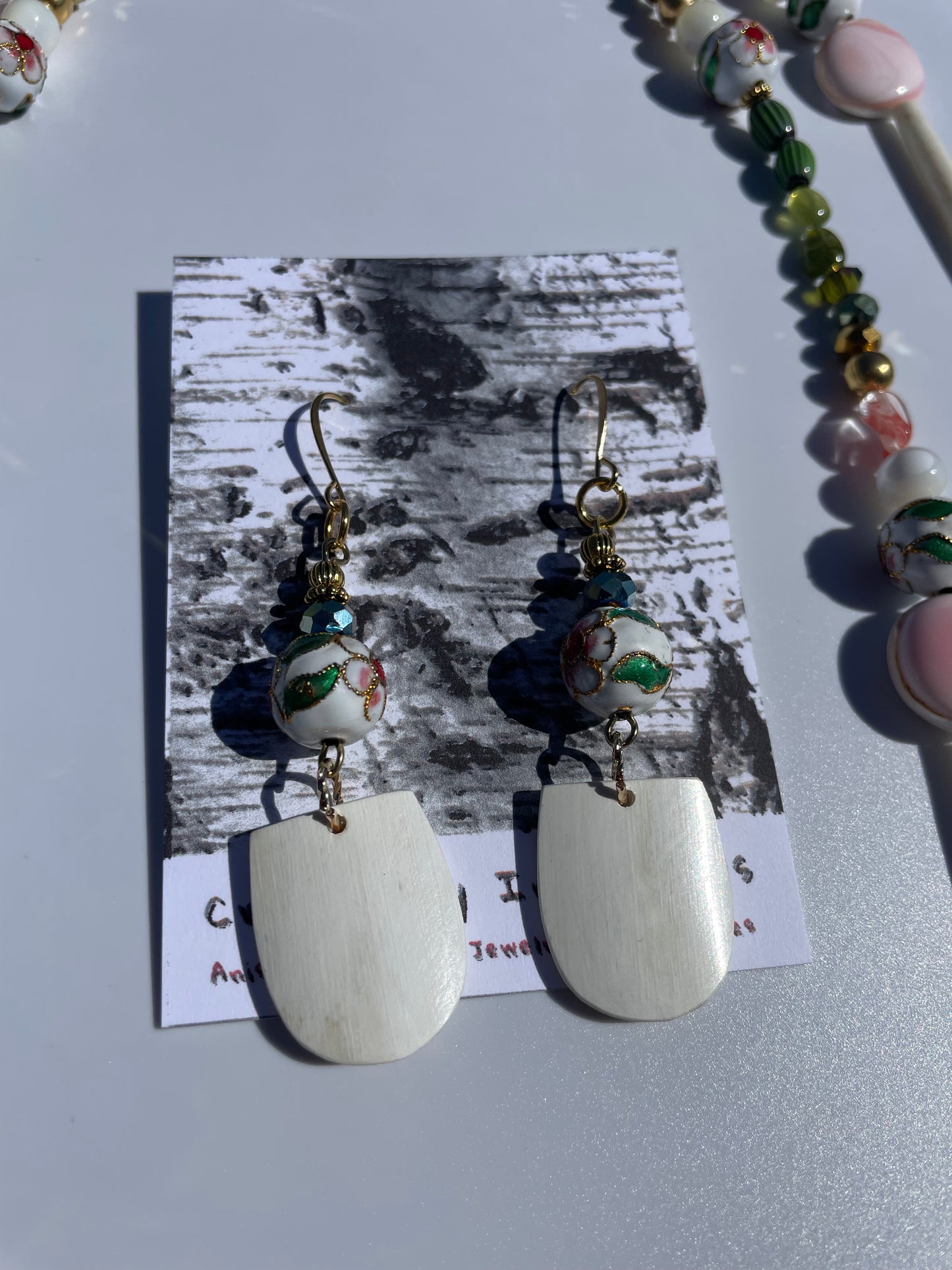 Zoongide’ewin Bull Horn Earring, and Necklace Set