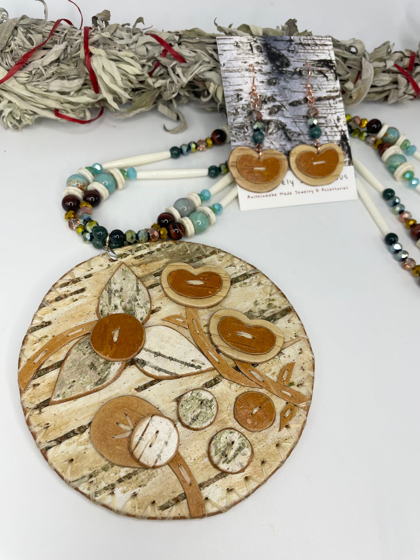 Birchbark Medallion Set with Tiger’s Eye and Agate