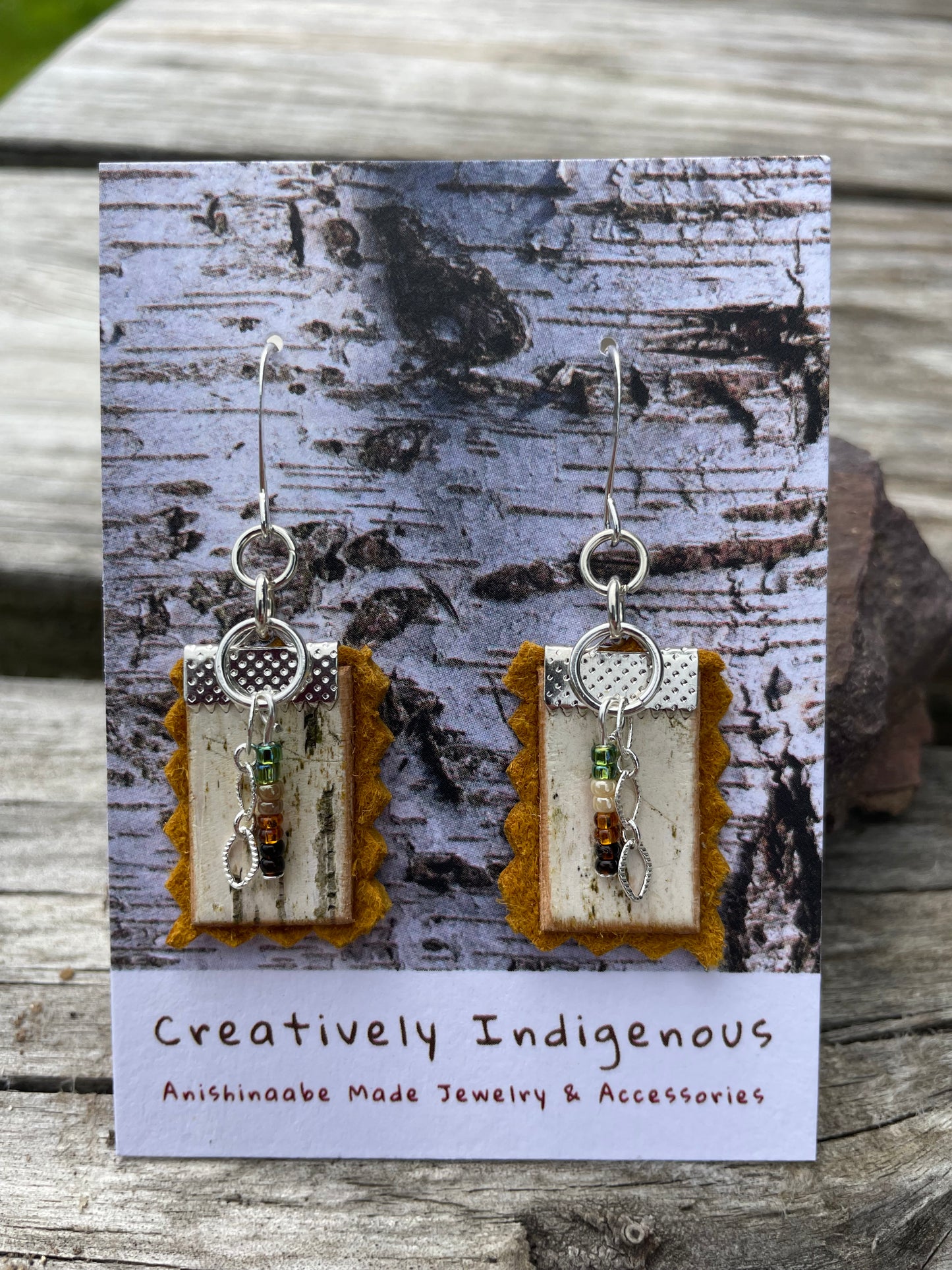 Birchbark, Buckskin & Beads Earrings