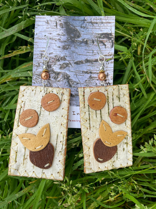 Birchbarkberry Appliqué Floral Earrings