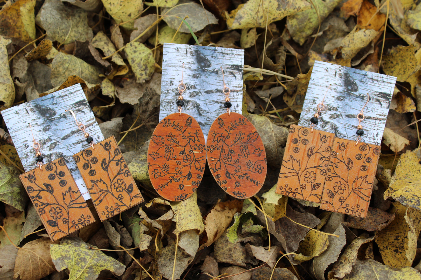 Woodland Florals Birchbark Earrings