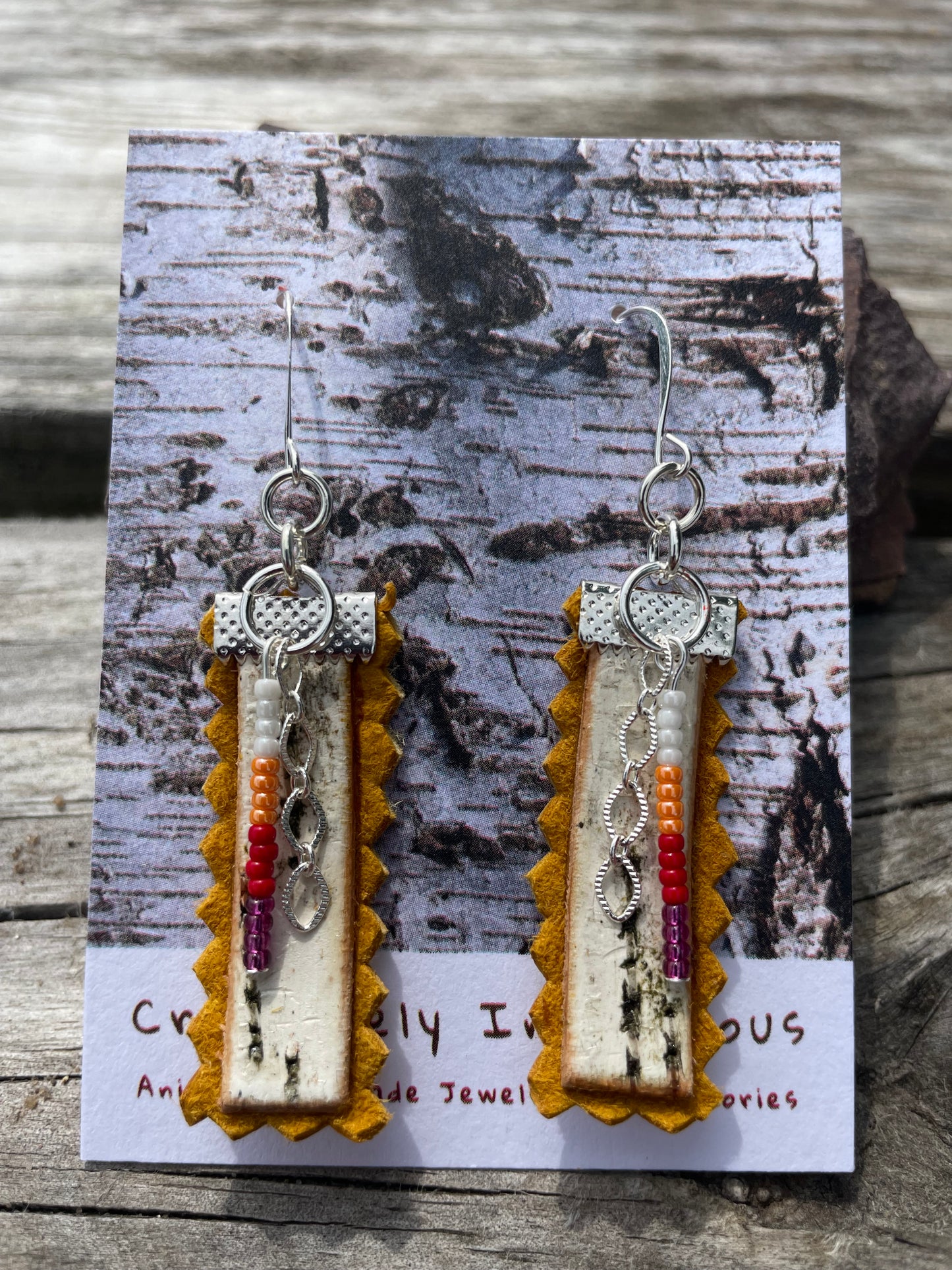 Birchbark, Buckskin & Beads Earrings