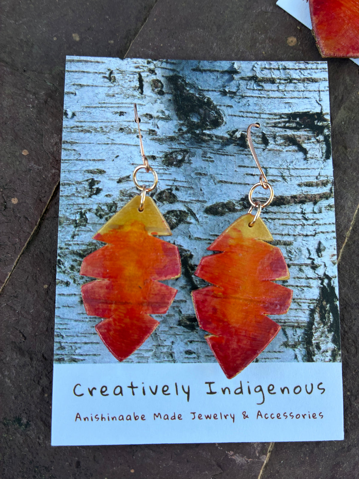 Wiigwaas Dagwaagin Birchbark and Watercolor Earrings (small)