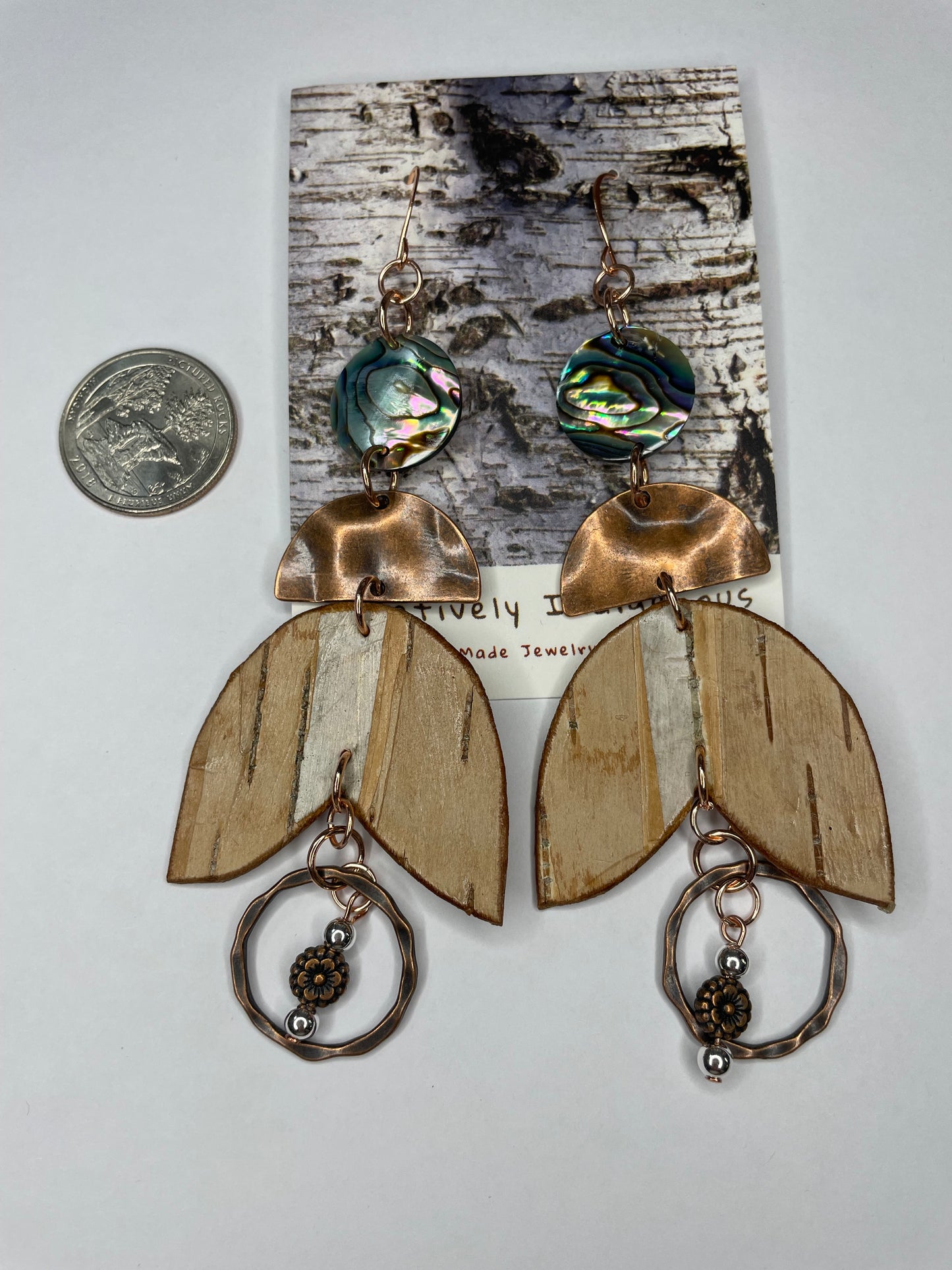 Birchbark and Abalone Earrings
