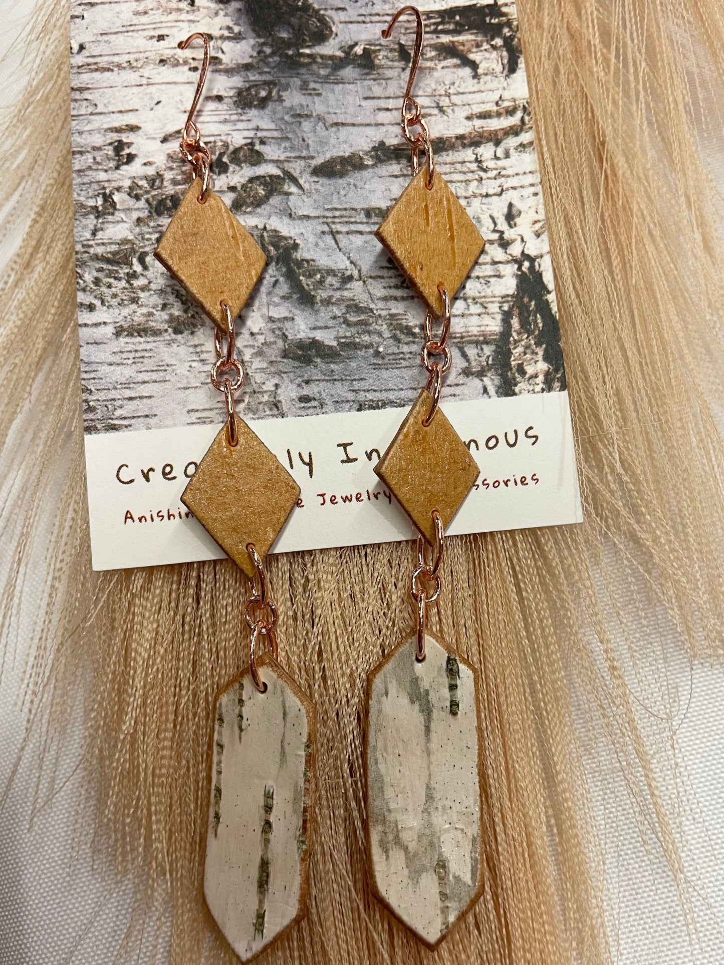 Small Nigig Otter Track Birchbark Earrings
