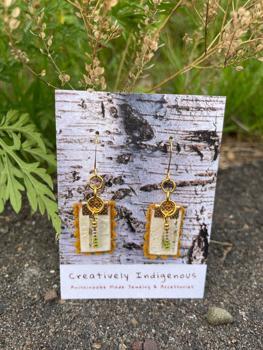 Birchbark, Buckskin & Beads Earrings