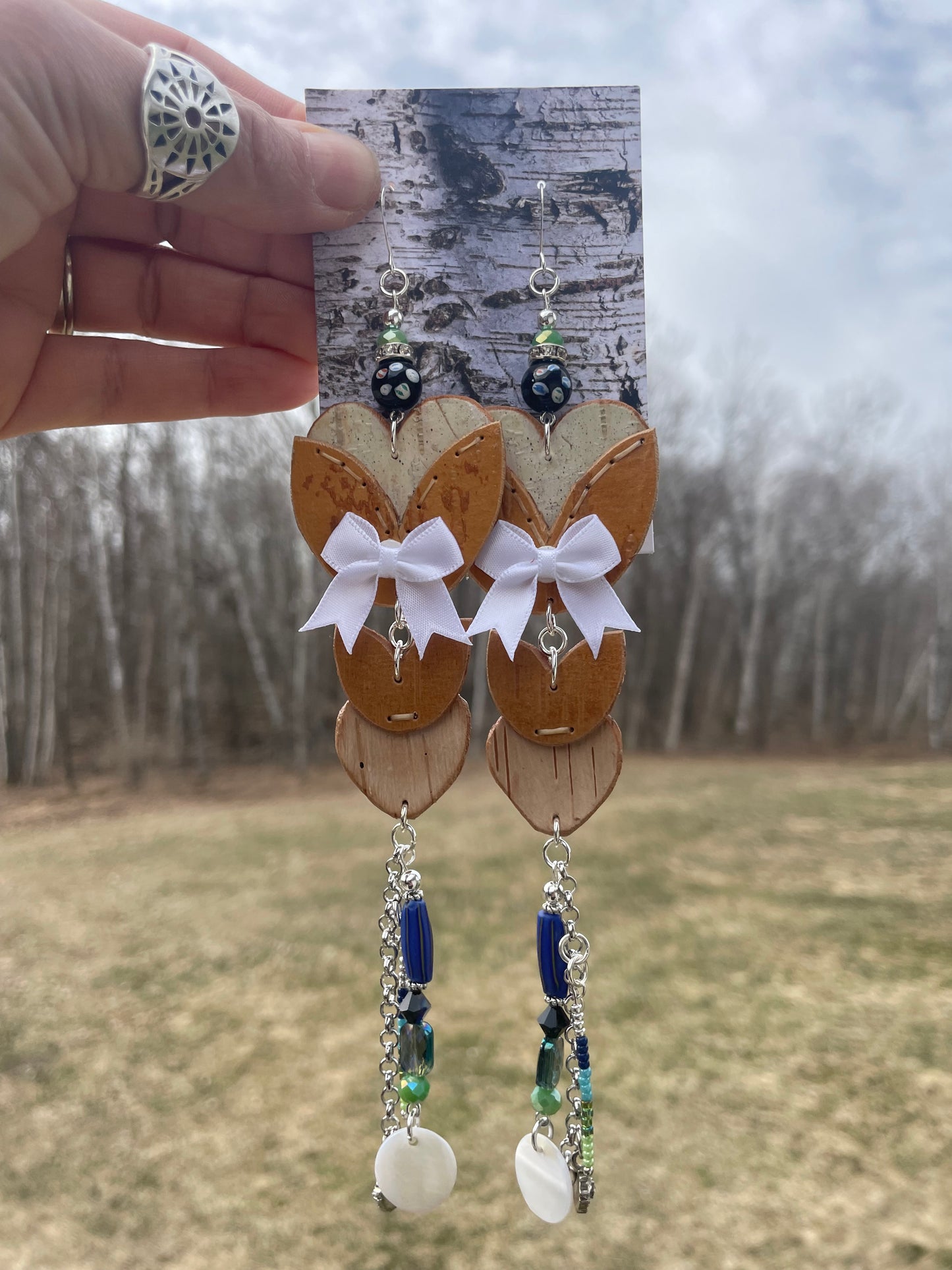 Birchbark Woodland Floral Stacked Earrings