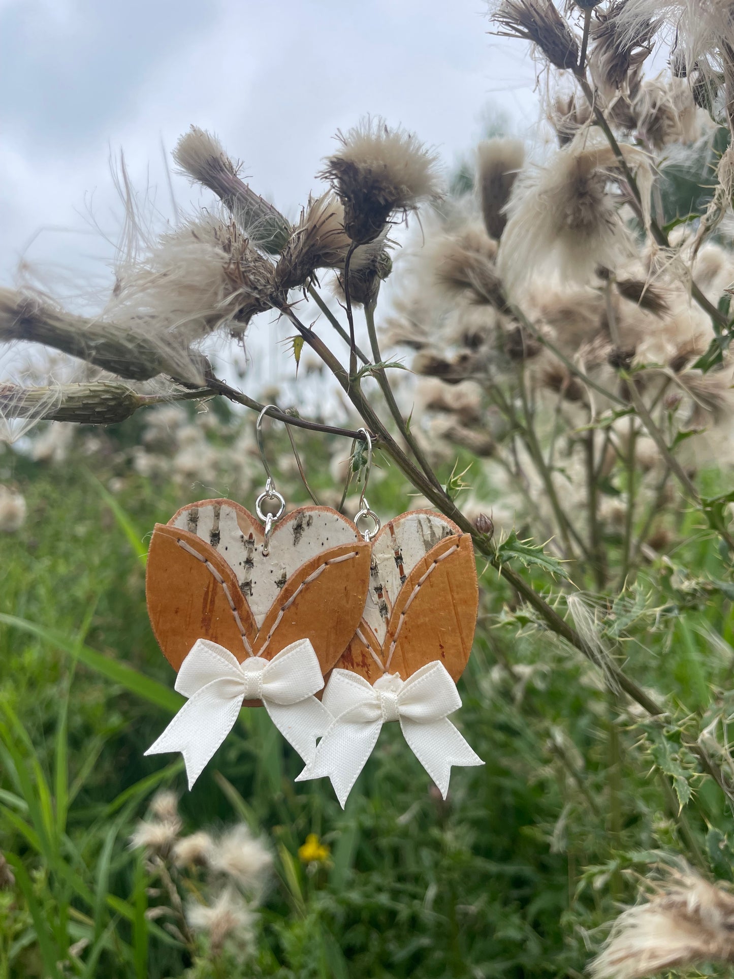 Indigenous Blooms and Bows Birchbark Earrings