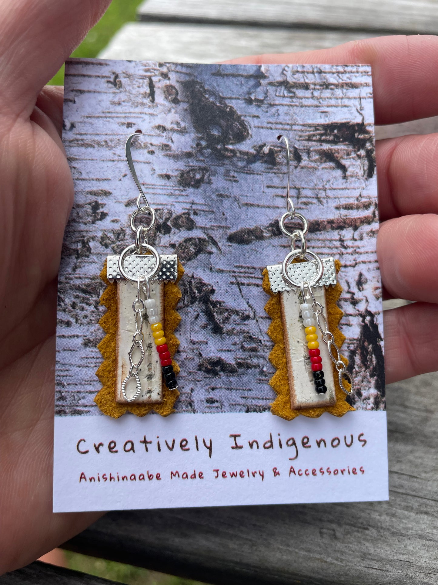 Birchbark, Buckskin & Beads Earrings